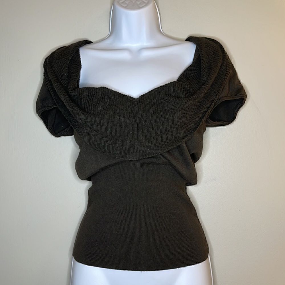 EXPRESS Short Sleeve Low Cowl Neck Sweater